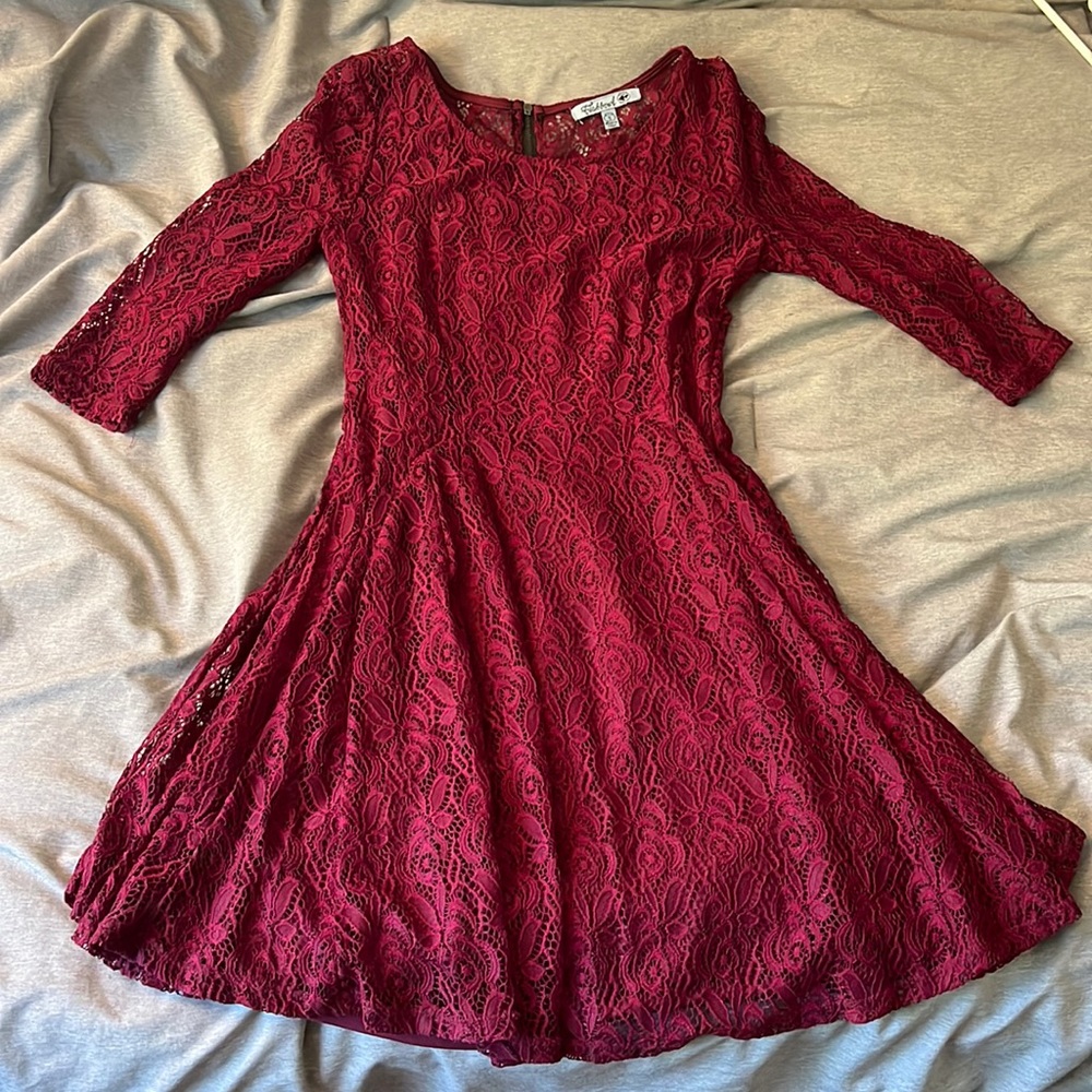 Maroon lace dress, size S